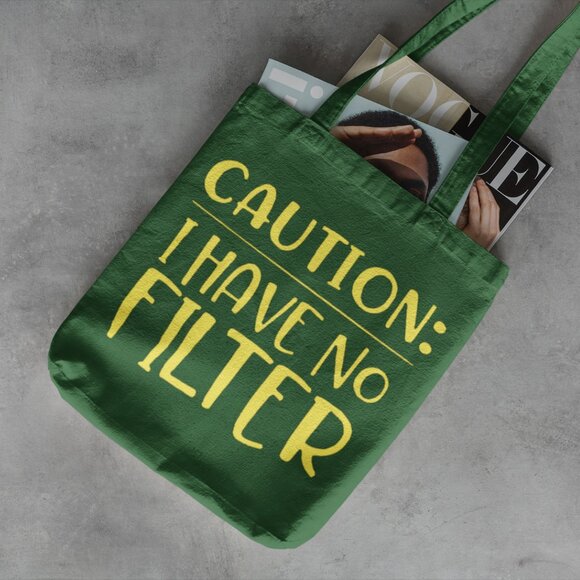 CAUTION Canvas Tote Bag - Picture 1 of 5